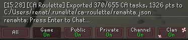 Chat message confirming the export and showing the file path